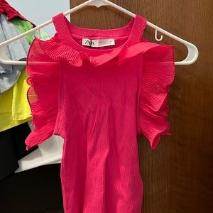 Brand new hot pink ruffled shirt